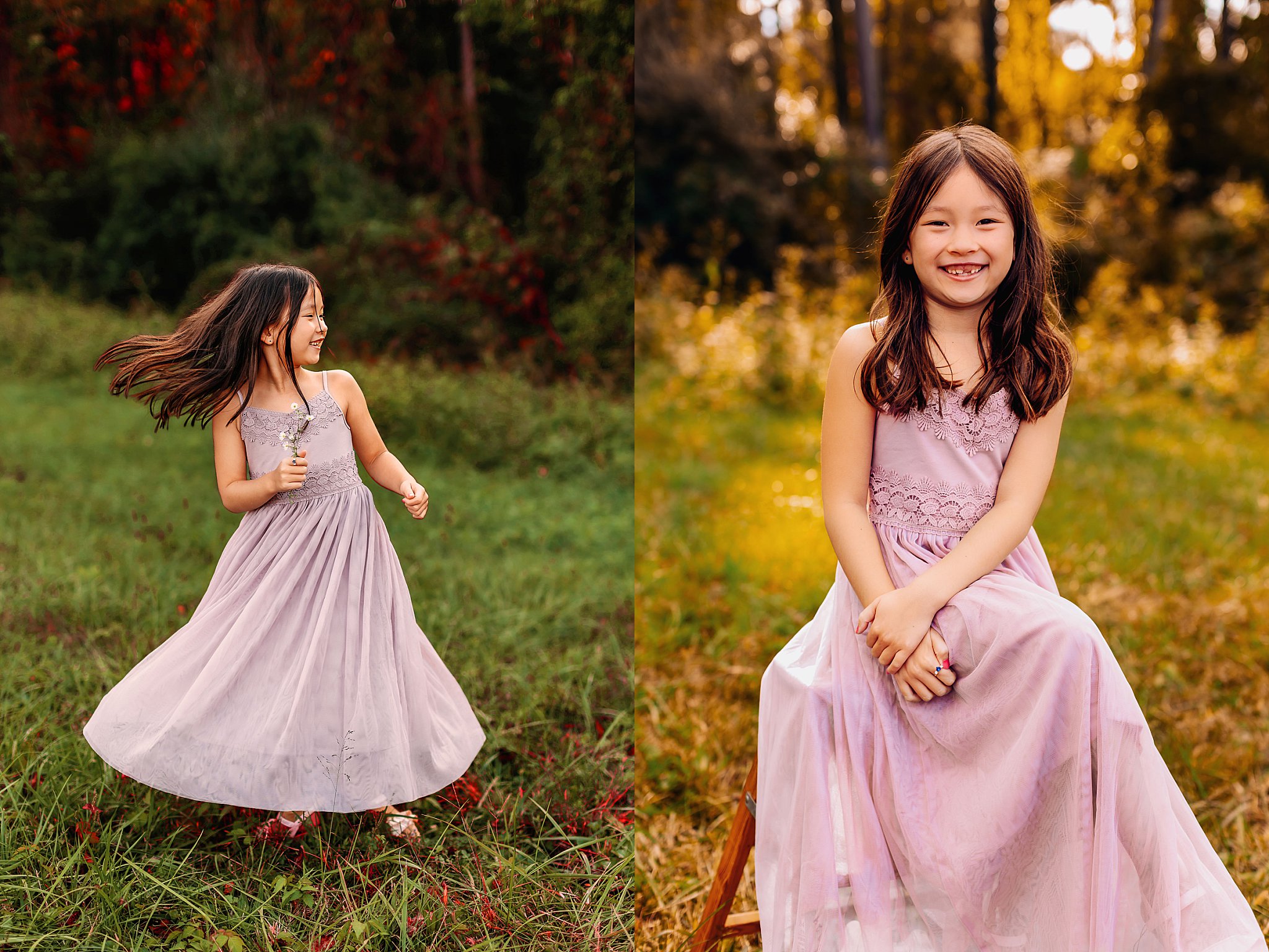 girl twirls in dress by Amy Yang Photography