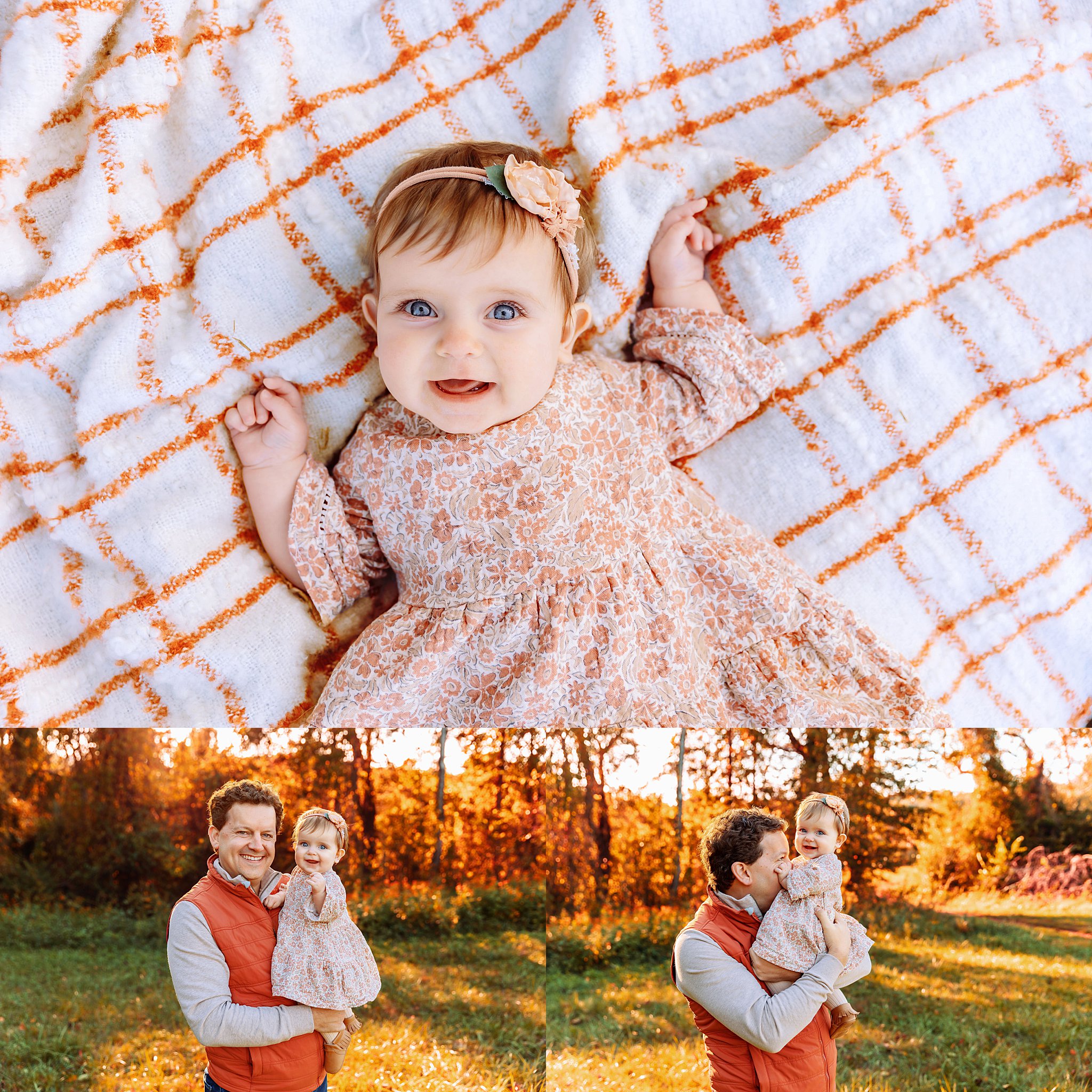 baby girl lays on a blanket by Charlottesville photographer
