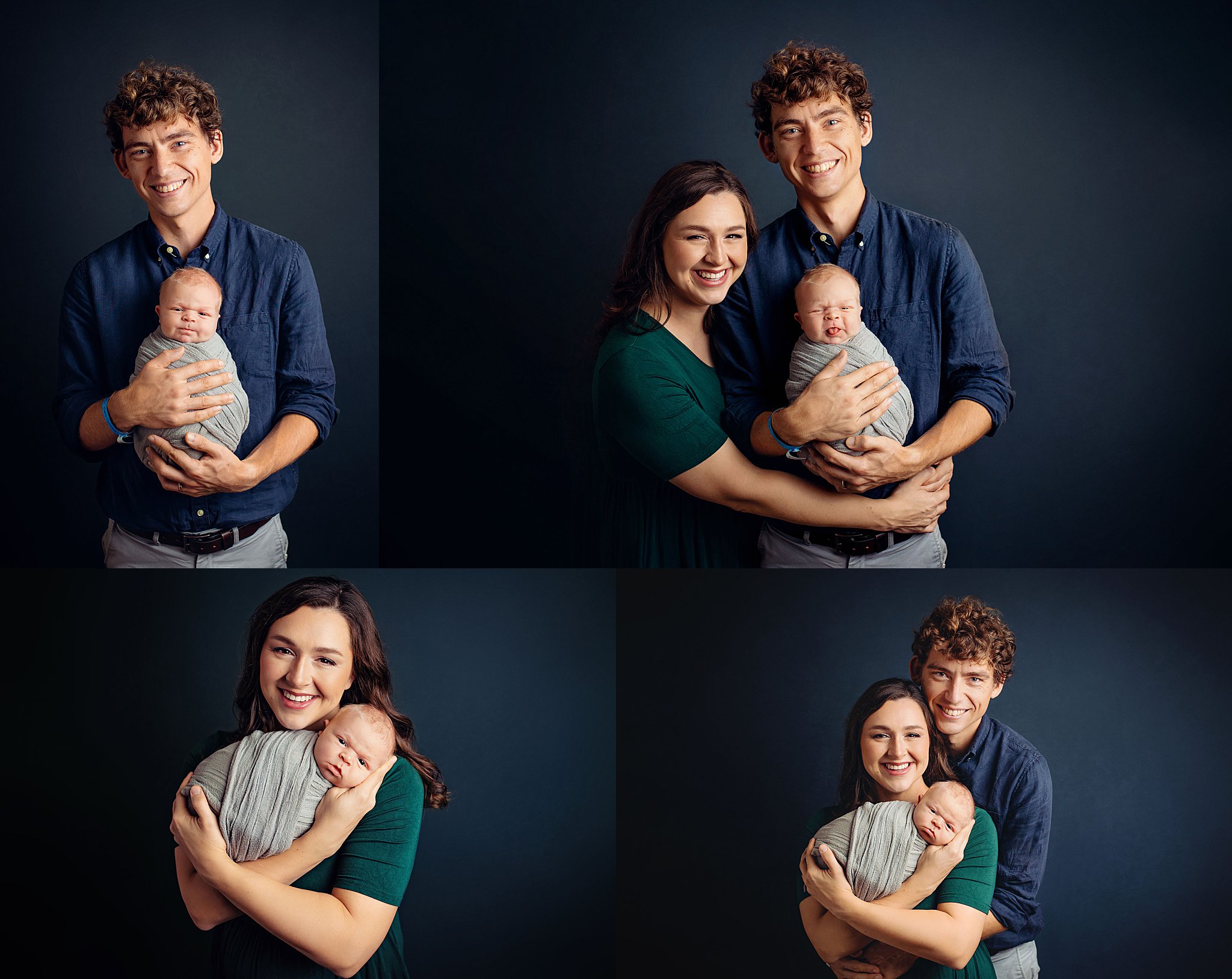 new parents hold swaddled newborn by Amy Yang Photography