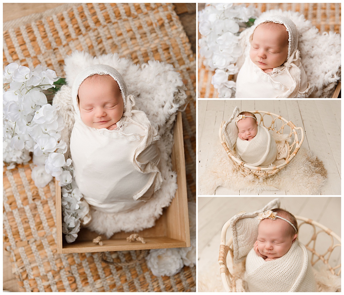 little one is swaddled in a basket by Amy Yang Photography