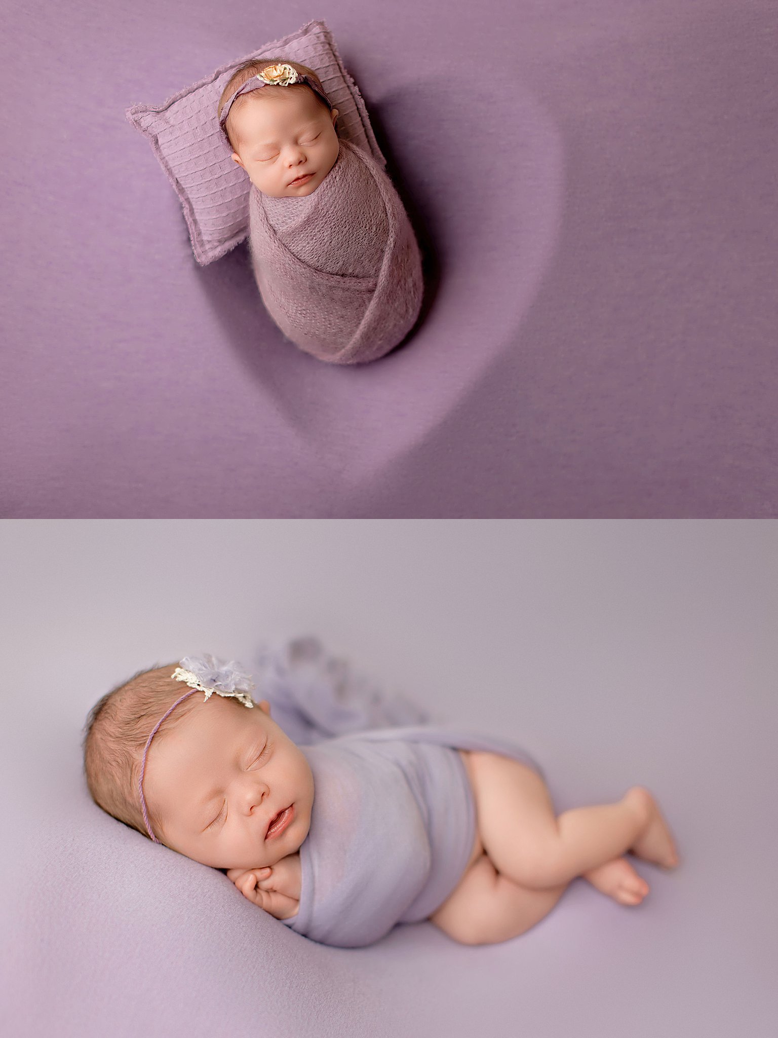 infant sleeps while swaddled on heart-shaped set by Charlottesville photographer